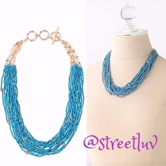 Stella & Dot NWOT Calliah Statement Necklace Turquoise Gold - Picture 1 of 9